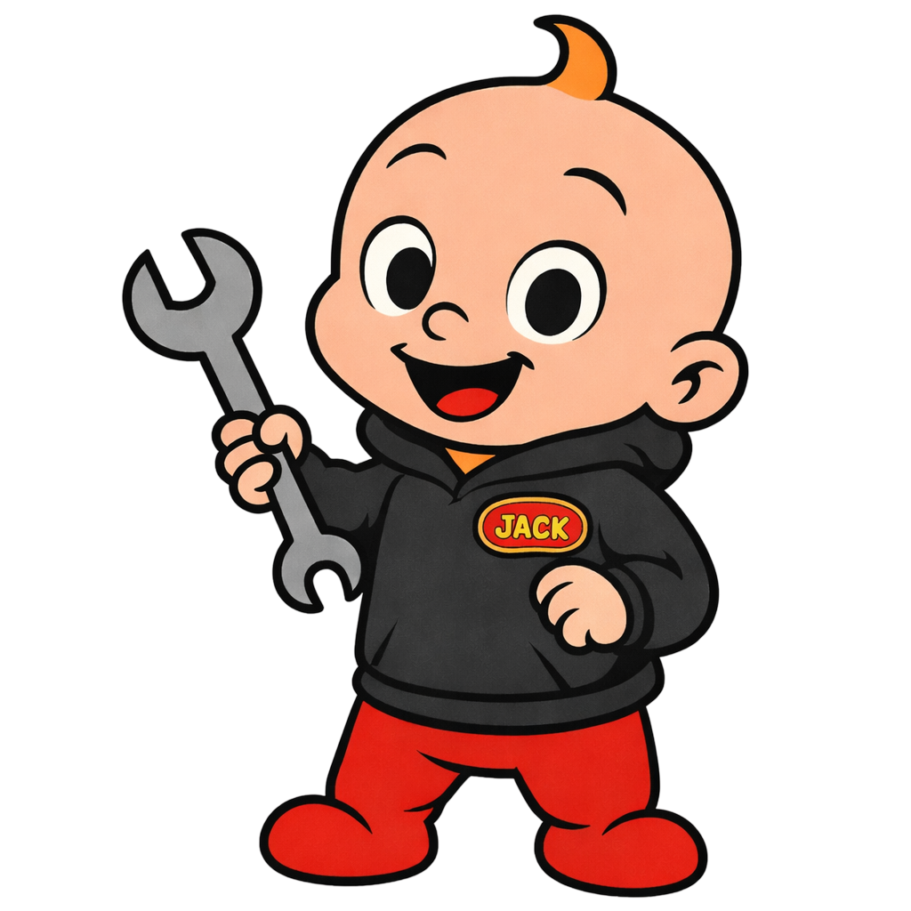 Jack Jack Mobile Mechanic mascot — affordable car repair and roadside assistance in Rexburg, Idaho